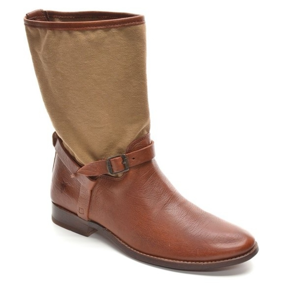 FRYE Melissa Leather & Canvas Short Moto Boots